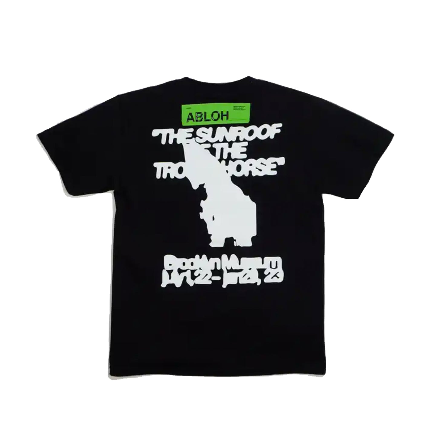 VIRGIL ABLOH, VIRGIL, T-SHIRT, CHAMPION, CHAMPION T-SHIRT, OFF-WHITE, FIGURES OF SPEECH, EXHIBITION, COLLECTIBLE, ART, BROOKLYN MUSEUM, ABLOH, FOS, VIRGIL ABLOH - FOS TROJAN HORSE CHAMPION TEE BLACK, FOS TROJAN HORSE CHAMPION TEE BLACK