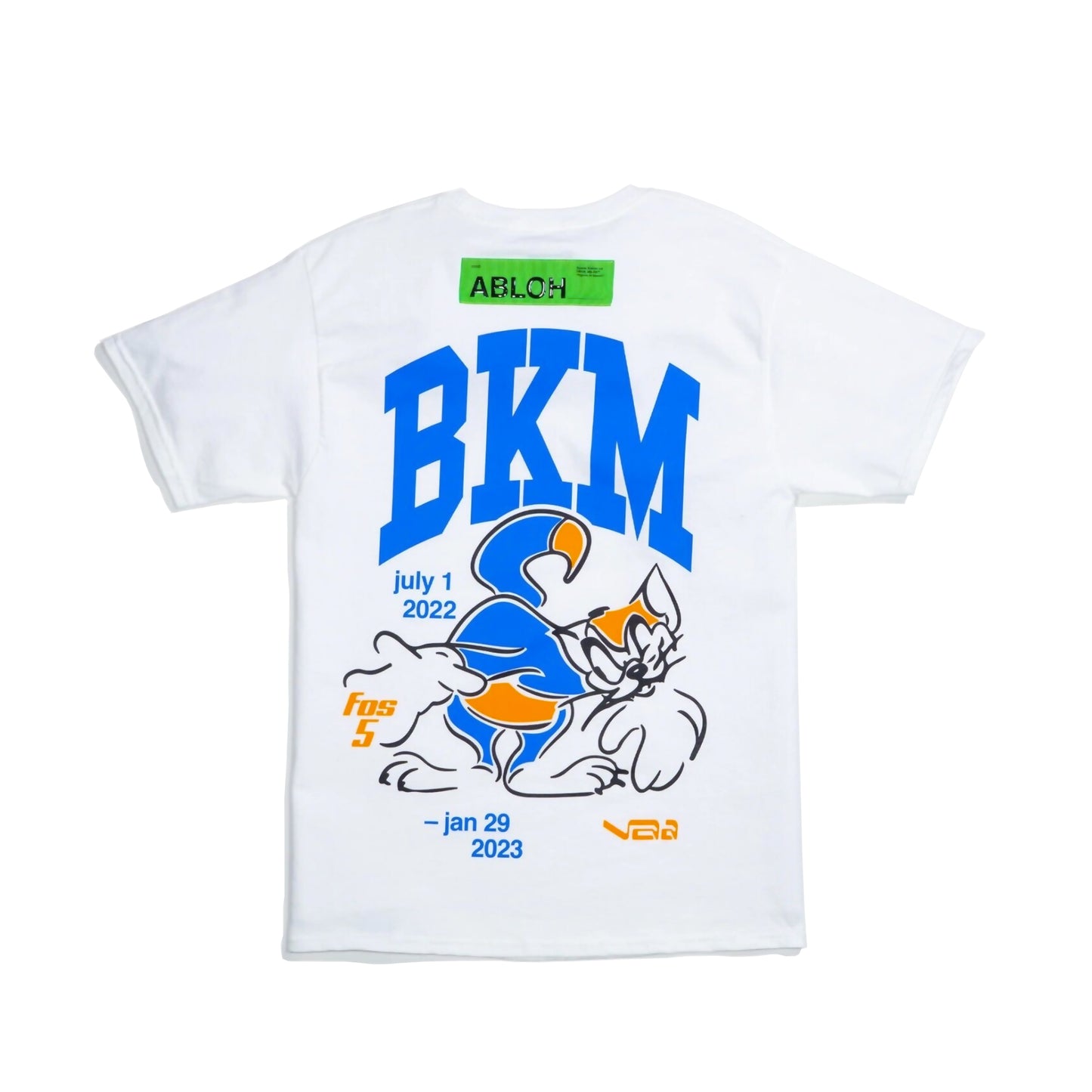 VIRGIL ABLOH, VIRGIL, T-SHIRT, CHAMPION, CHAMPION T-SHIRT, OFF-WHITE, FIGURES OF SPEECH, EXHIBITION, COLLECTIBLE, ART, BROOKLYN MUSEUM, ABLOH, FOS, VIRGIL ABLOH - FOS CAT BKM CHAMPION TEE WHITE, FOS CAT BKM CHAMPION TEE WHITE