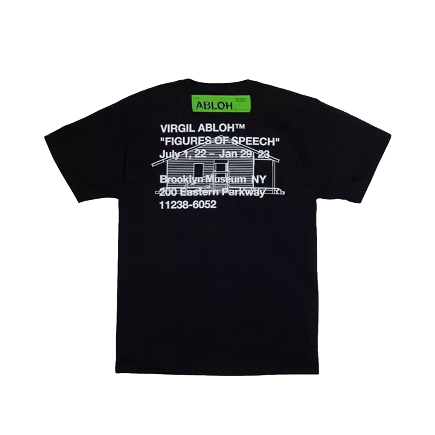 VIRGIL ABLOH, VIRGIL, T-SHIRT, CHAMPION, CHAMPION T-SHIRT, OFF-WHITE, FIGURES OF SPEECH, EXHIBITION, COLLECTIBLE, ART, BROOKLYN MUSEUM, ABLOH, FOS, VIRGIL ABLOH - GYMNASTICS ART INSTITUTE CHAMPION TEE BLACK, GYMNASTICS ART INSTITUTE CHAMPION TEE BLACK