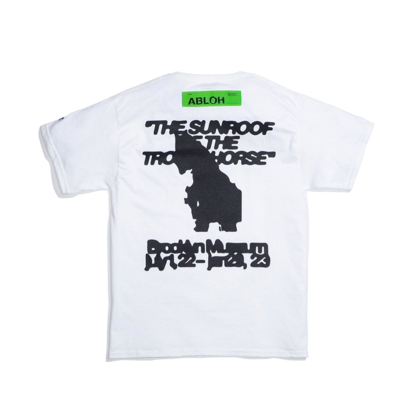 VIRGIL ABLOH, VIRGIL, T-SHIRT, CHAMPION, CHAMPION T-SHIRT, OFF-WHITE, FIGURES OF SPEECH, EXHIBITION, COLLECTIBLE, ART, BROOKLYN MUSEUM, ABLOH, FOS, VIRGIL ABLOH - FOS TROJAN HORSE CHAMPION TEE WHITE, FOS TROJAN HORSE CHAMPION TEE WHITE