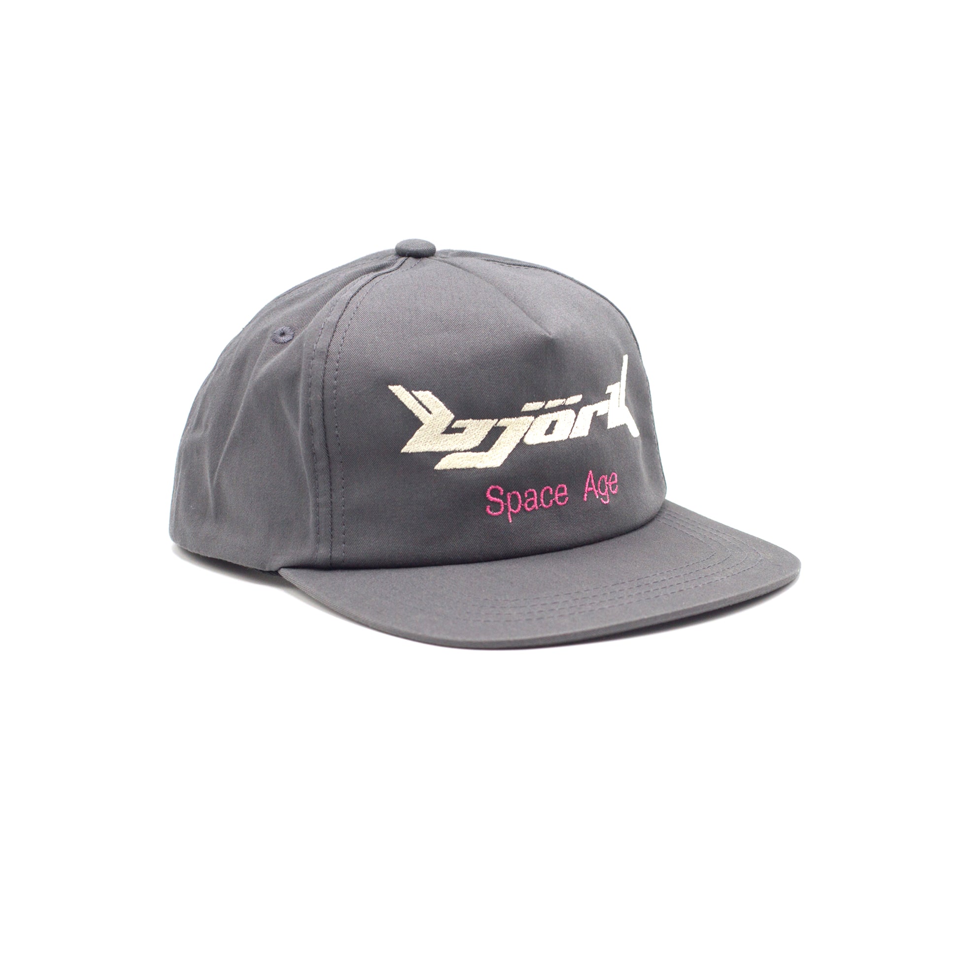 Bjork - Space Age, classic snapback with off-white & eosine pink embroidery, BJORK CAP, BJORK HAT, Bjork Vintage, Bjork Vintage Hat