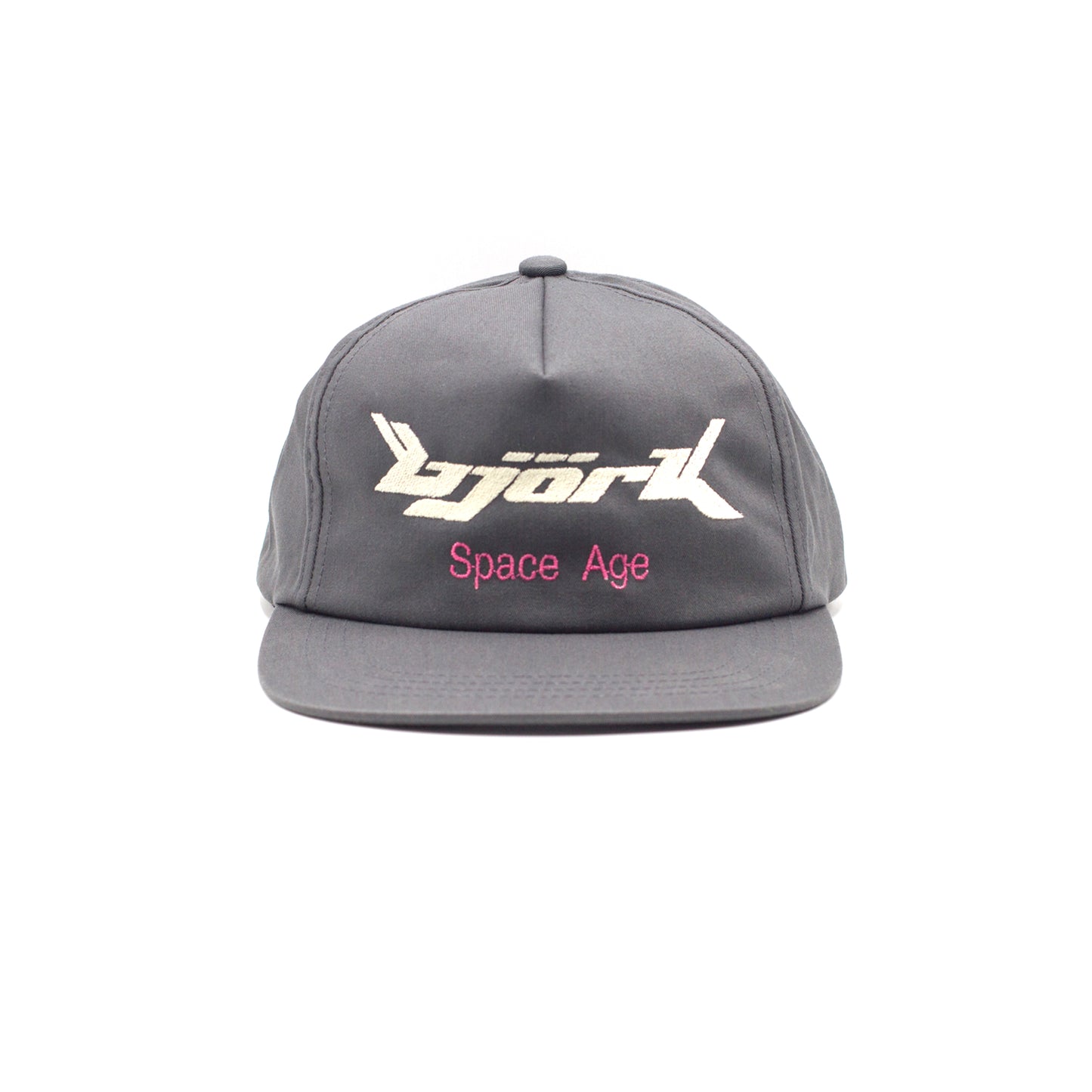 Bjork - Space Age, classic snapback with off-white & eosine pink embroidery, BJORK CAP, BJORK HAT, Bjork Vintage, Bjork Vintage Hat