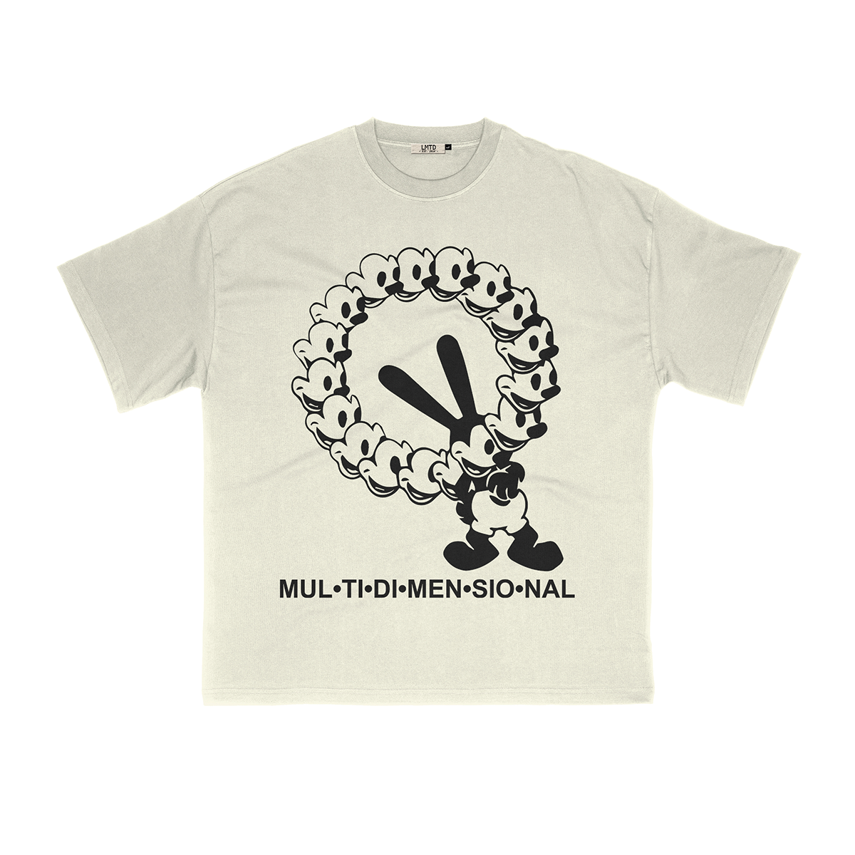 MULTIDIMENSIONAL T-SHIRT, Off White S/S Garment Dye Crew Neck, 6.5oz heavyweight tee, Made in LA, Oversized, boxy fit